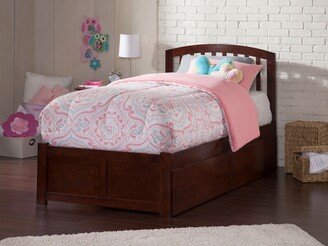 AFI Richmond Twin XL Platform Bed with Footboard and 2 Drawers in Walnut