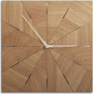 Square Wall Clock, Wooden Oak Modern Minimalist Unique