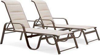 Winston Key West 2 Piece Sunbrella Padded Sling Stacking Adjustable Chaise Set, Textured Pewter