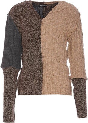 Asymmetric-Neck Knitted Jumper