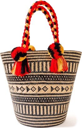 Washein Premium Black Summer Woven Straw Basket Bag