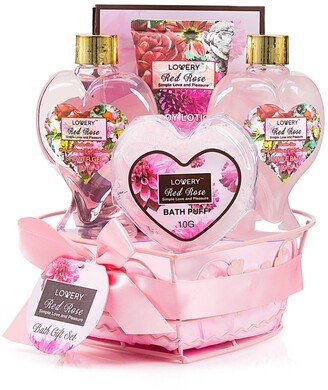 Lovery Red Rose Body Care Heart Gift Set, 6 Piece