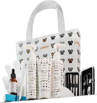 Lovery Body Care Gift Set, White Rose Hand Creams Kit, Home Spa Self Care with Tote Bag, 20 Piece