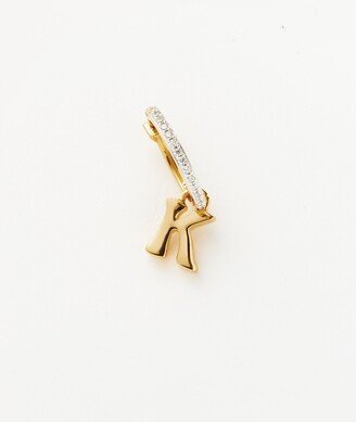Initial Single Charm Hoop Earring - Initial K | 18ct Gold Plated Vermeil
