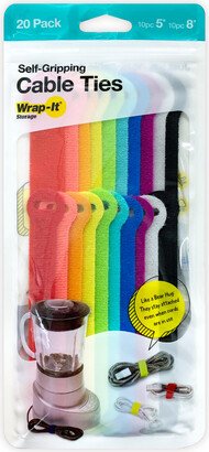 Wrap It Self-Gripping Cable Ties Multi-Color Pkg/20