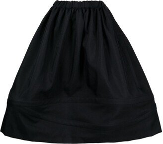 Elastic-Waist Flared Midi Skirt