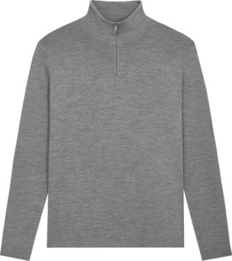 Regenerative Merino Wool Half-Zip Sweater — grey marl XXS