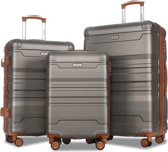 IGEMAN 3Pcs Luggage Sets ABS Hardshell Durable Suitcase Sets with Spinner Wheels and TSA Lock