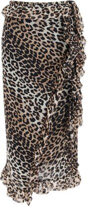 Leopard Printed Midi Skirt