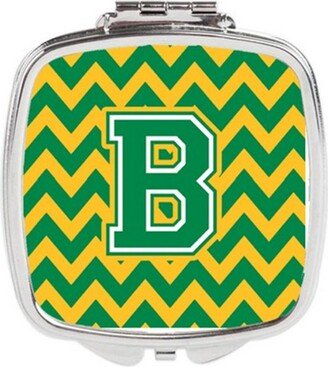 CJ1059-BSCM Letter B Chevron Green & Gold Compact Mirror