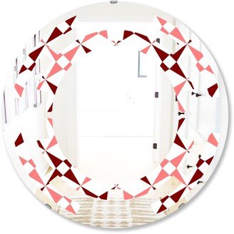 Designart 'Retro Grid Pattern I' Printed Modern Round or Oval Wall Mirror - Space