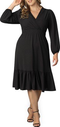 Portia Long Sleeve Midi Faux Wrap Cocktail Dress