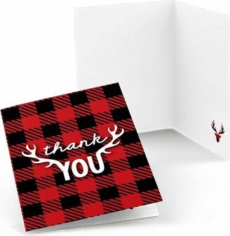 Big Dot of Happiness Prancing Plaid - Christmas and Holiday Buffalo Plaid Party Thank You Cards (8 Count)