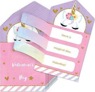 Big Dot Of Happiness Rainbow Unicorn - Magical Cards for Kids - Happy Valentine's Day Pull Tabs 12 Ct