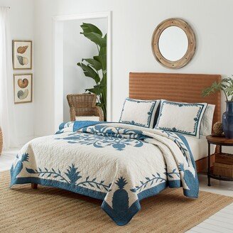 Aloha Pineapple Blue Cotton Quilt or Coordinating Shams