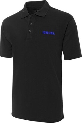 LexiuYibai Mens Polo Shirts Israel Sublimation Embroidered Shrot Sleeve Polo Shirts (Black