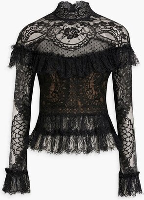 Swiss-dot and Chantilly lace blouse