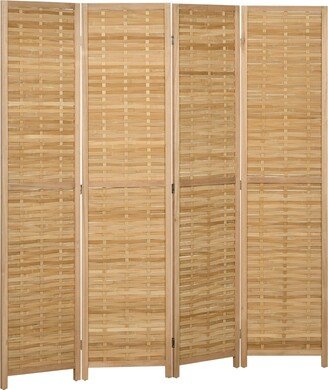 Homcom Bamboo Woven 4 Panel Room Divider, 5.5', Natural