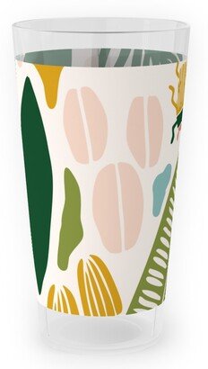 Outdoor Pint Glasses: Tropical Adventure Woodcut - Multi Outdoor Pint Glass, Multicolor