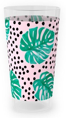 Outdoor Pint Glasses: Tropical Monstera - Pink Outdoor Pint Glass, Pink