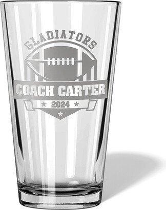 Football Coach Engraved Beer Glass Or Whiskey Decanter Set Personalized With Name | End Of Sports Season Team Thank You Gift For