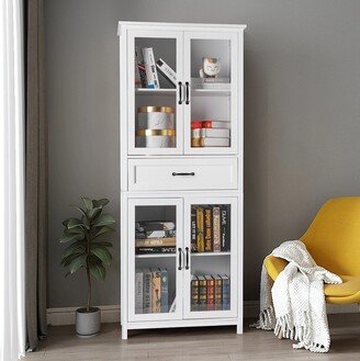 hommetree Modern Multifunctional Bookcase with Doors and Single Drawer