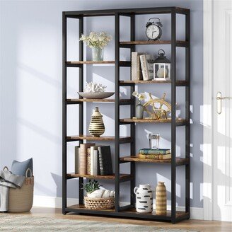 Tribesigns Industrial 10-Open Bookshelf Bookcase Rustic Finish Display Shelf