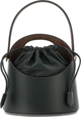 Saturno Logo Embossed Drawstring Bucket Bag-AA