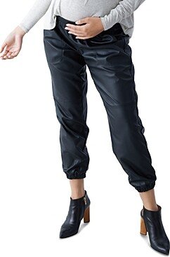 Faux Leather Ankle Jogger Maternity Pants