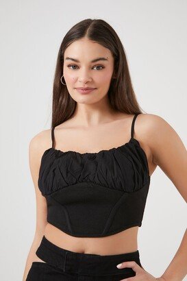 Women's Ruched Corset Cropped Cami in Black Medium