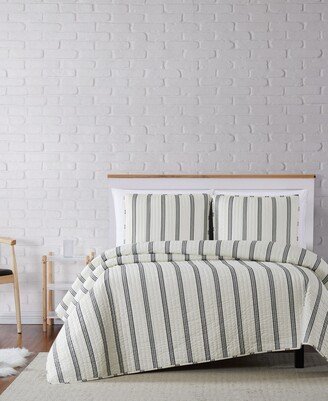 Millennial Stripe King Quilt Set - Ivory/black