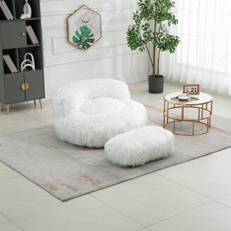 DEVERA Bean Bag Chair Lazy Sofa with Footstool for Adults and Kids