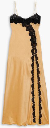 Nausica lace-trimmed silk-satin maxi slip dress