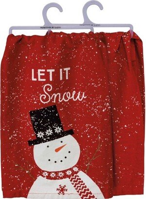 Decorative Towel Let It Snow Dish Towel Set/2 - Set Of Two Kitchen Towels 28 Inches - Snowman - 103883 - Cotton - Red