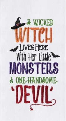 Witch, Monsters, and Devil Cotton Embroidered Flour Sack Halloween Kitchen Towel