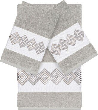 Noah 3-Piece Embellished Towel - Light Grey