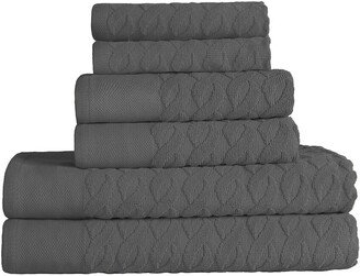 Turkish Cotton 6Pc Highly Absorbent Jacquard Herringbone Towel Set-AD