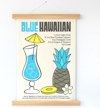 Cocktail Recipe Wall Hanging - Blue Hawaiian By Robyriker Retro Tiki Typography Printed Tea Towel With Wooden Hanger Spoonflower