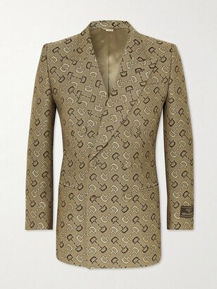 Double-Breasted Logo-Jacquard Cotton and Wool-Blend Twill Blazer