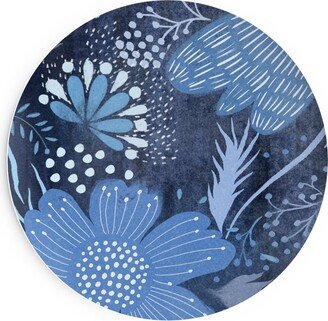 Salad Plates: Shibori Flower Abundance - Blue Salad Plate, Blue