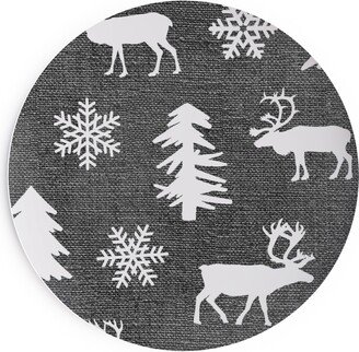 Salad Plates: Winter Forest On Canvas Salad Plate, Gray