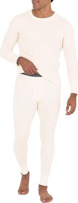 Mens Recycled Waffle Thermal Underwear Set (Top and Bottom) (Natural) Men's Clothing