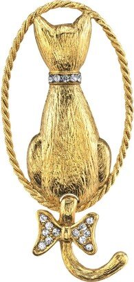 1928 Jewelry Company 1928 Jewelry 14K Gold Dipped Women's Crystal Backwards Cat Pin