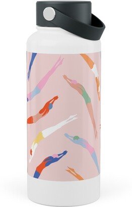 Photo Water Bottles: Art Deco Divers - Pink Stainless Steel Wide Mouth Water Bottle, 30Oz, Wide Mouth, Pink