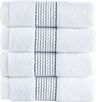 Rope Stripe Border 4 Piece Turkish Cotton Wash Towel Set