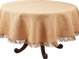 Saro Lifestyle Handcrafted Jute Tassel Tablecloth, 72, Beige