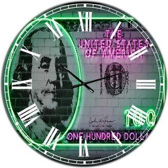 Designart 100 Dollars Large Modern Wall Clock - 36 x 36