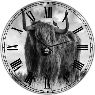 Designart Longhaired Scottish Bull Large Cottage Wall Clock - 36 x 36