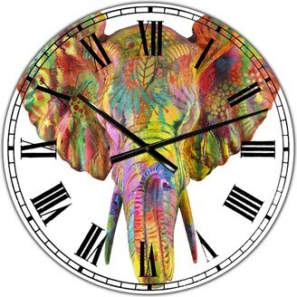 Designart Rainbow Elephant Oversized Modern Wall Clock - 36