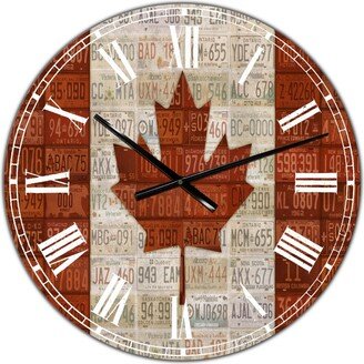 Designart Canada License Plate Flag Oversized Traditional Wall Clock - 36 x 28 x 1